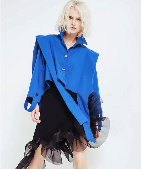 Draped Cutout Shoulder Jacket